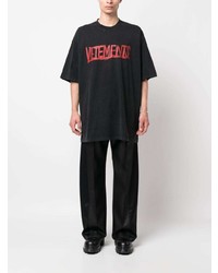 schwarzes T-Shirt mit einem Rundhalsausschnitt von Vetements