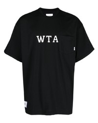 schwarzes T-Shirt mit einem Rundhalsausschnitt von WTAPS