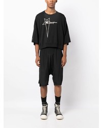 schwarzes T-Shirt mit einem Rundhalsausschnitt von Rick Owens