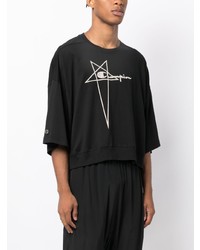 schwarzes T-Shirt mit einem Rundhalsausschnitt von Rick Owens