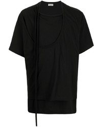 schwarzes T-Shirt mit einem Rundhalsausschnitt von Yohji Yamamoto