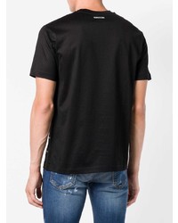 schwarzes T-Shirt mit einem Rundhalsausschnitt von Les Hommes