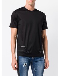 schwarzes T-Shirt mit einem Rundhalsausschnitt von Les Hommes