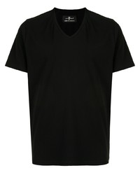 schwarzes T-Shirt mit einem V-Ausschnitt von 7 For All Mankind