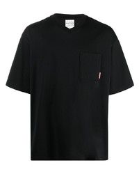 schwarzes T-Shirt mit einem V-Ausschnitt von Acne Studios