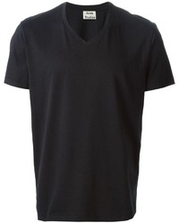 schwarzes T-Shirt mit einem V-Ausschnitt von Acne Studios