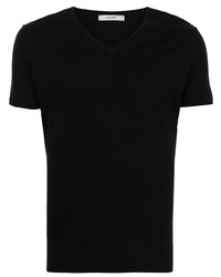 schwarzes T-Shirt mit einem V-Ausschnitt von Adam Lippes