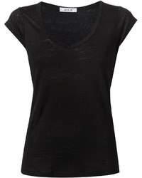 schwarzes T-Shirt mit einem V-Ausschnitt von Allude