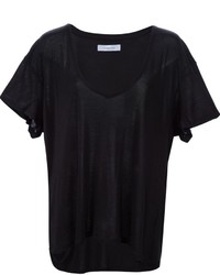 schwarzes T-Shirt mit einem V-Ausschnitt von Anine Bing