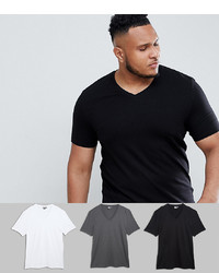 schwarzes T-Shirt mit einem V-Ausschnitt von ASOS DESIGN