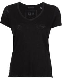 schwarzes T-Shirt mit einem V-Ausschnitt von ATM Anthony Thomas Melillo