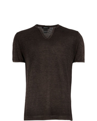 schwarzes T-Shirt mit einem V-Ausschnitt von Avant Toi