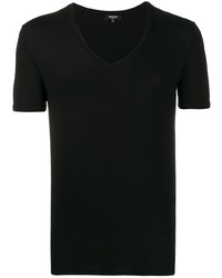 schwarzes T-Shirt mit einem V-Ausschnitt von Balmain