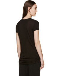 schwarzes T-Shirt mit einem V-Ausschnitt von Rick Owens