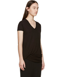 schwarzes T-Shirt mit einem V-Ausschnitt von Rick Owens