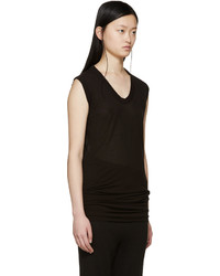 schwarzes T-Shirt mit einem V-Ausschnitt von Rick Owens