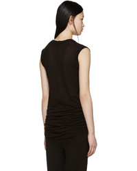 schwarzes T-Shirt mit einem V-Ausschnitt von Rick Owens