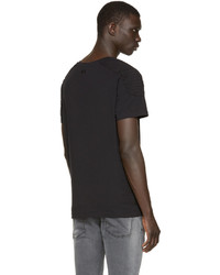 schwarzes T-Shirt mit einem V-Ausschnitt von Pierre Balmain