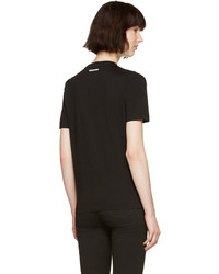 schwarzes T-Shirt mit einem V-Ausschnitt von Dsquared2