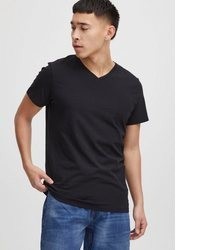 schwarzes T-Shirt mit einem V-Ausschnitt von BLEND