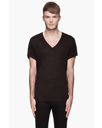 schwarzes T-Shirt mit einem V-Ausschnitt von BLK DNM
