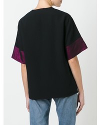 schwarzes T-Shirt mit einem V-Ausschnitt von Lanvin