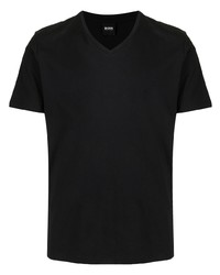 schwarzes T-Shirt mit einem V-Ausschnitt von BOSS