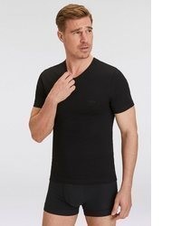 schwarzes T-Shirt mit einem V-Ausschnitt von BOSS