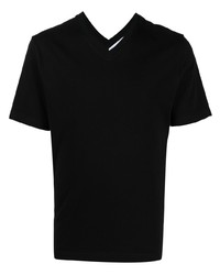 schwarzes T-Shirt mit einem V-Ausschnitt von Bottega Veneta