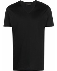 schwarzes T-Shirt mit einem V-Ausschnitt von Brioni