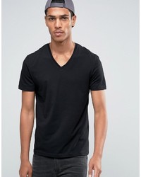 schwarzes T-Shirt mit einem V-Ausschnitt von Celio