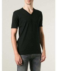 schwarzes T-Shirt mit einem V-Ausschnitt von Dolce & Gabbana