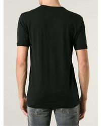 schwarzes T-Shirt mit einem V-Ausschnitt von Dolce & Gabbana