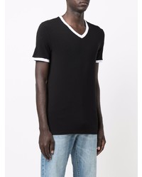 schwarzes T-Shirt mit einem V-Ausschnitt von Balmain