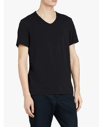 schwarzes T-Shirt mit einem V-Ausschnitt von Burberry