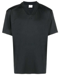 schwarzes T-Shirt mit einem V-Ausschnitt von Courrèges