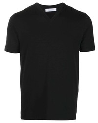 schwarzes T-Shirt mit einem V-Ausschnitt von Cruciani