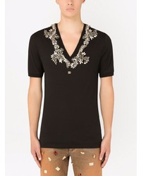 schwarzes T-Shirt mit einem V-Ausschnitt von Dolce & Gabbana