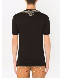 schwarzes T-Shirt mit einem V-Ausschnitt von Dolce & Gabbana