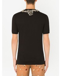 schwarzes T-Shirt mit einem V-Ausschnitt von Dolce & Gabbana