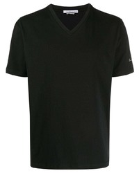 schwarzes T-Shirt mit einem V-Ausschnitt von Daniele Alessandrini