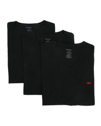 schwarzes T-Shirt mit einem V-Ausschnitt von Diesel
