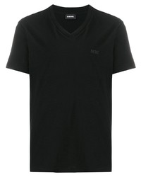 schwarzes T-Shirt mit einem V-Ausschnitt von Diesel