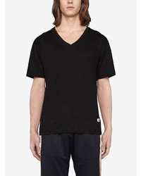 schwarzes T-Shirt mit einem V-Ausschnitt von Gucci