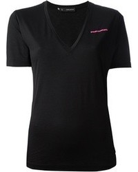 schwarzes T-Shirt mit einem V-Ausschnitt von DSquared