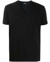 schwarzes T-Shirt mit einem V-Ausschnitt von DSQUARED2