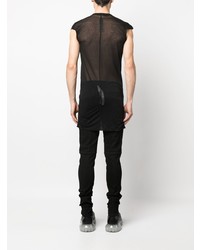 schwarzes T-Shirt mit einem V-Ausschnitt von Rick Owens