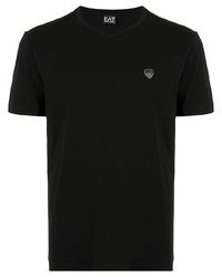 schwarzes T-Shirt mit einem V-Ausschnitt von Ea7 Emporio Armani