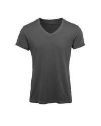 schwarzes T-Shirt mit einem V-Ausschnitt von edc by Esprit