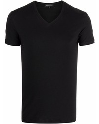 schwarzes T-Shirt mit einem V-Ausschnitt von Ermenegildo Zegna